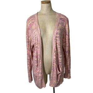 Sundance Cardigan women's M heathered pink orange lace knit
